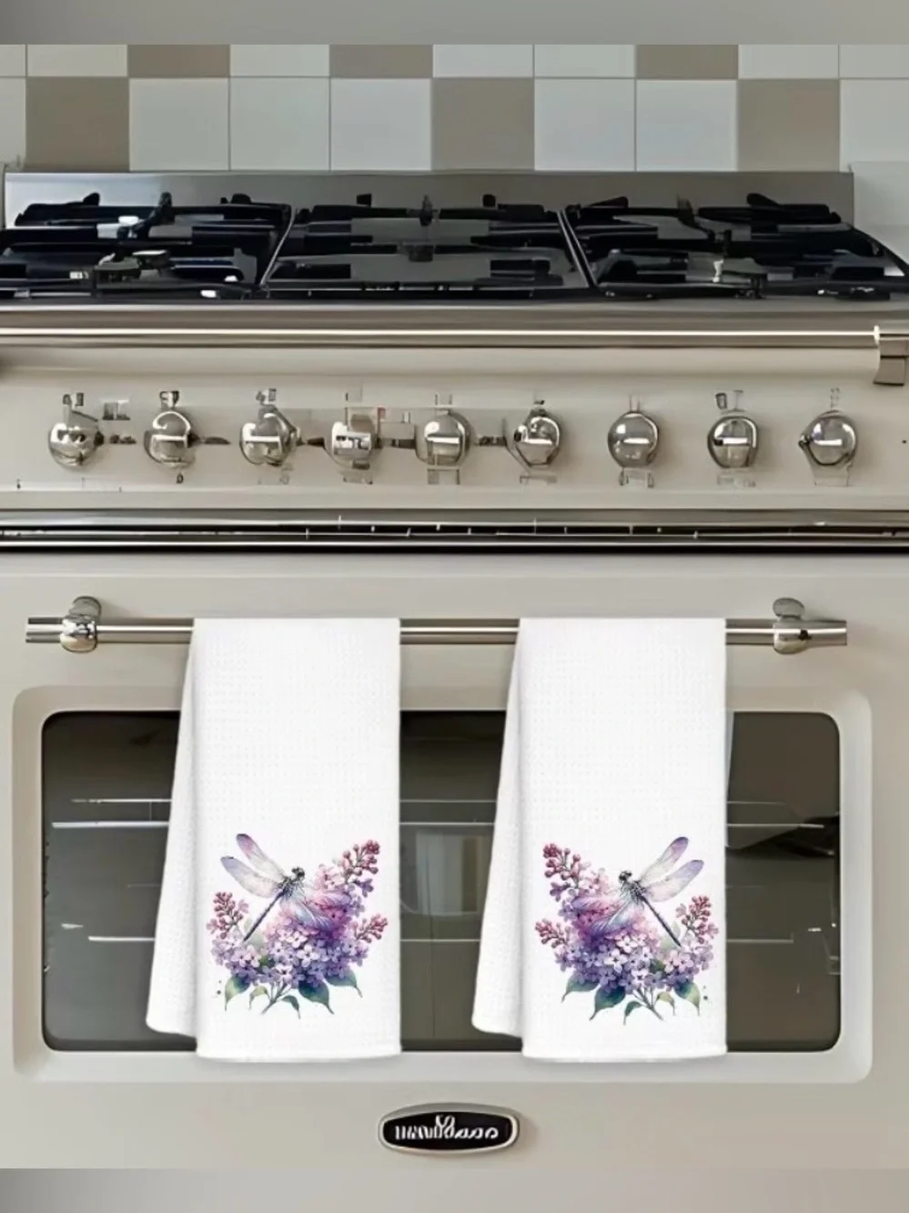 White Dragonfly & Lilac Floral Hand Towels - Set of 2